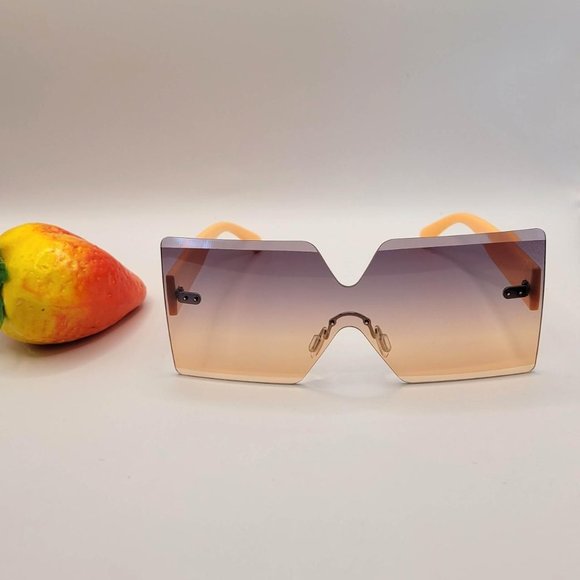 Unisex Retro Peach Colored Fashion Colored Sunglasses - Picture 2 of 4